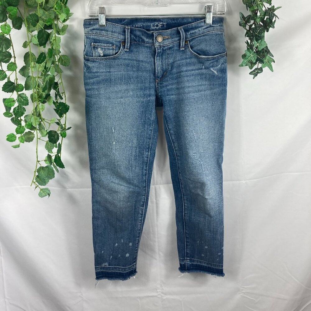 LOFT Modern skinny Crop Paint Splatter Jeans 24